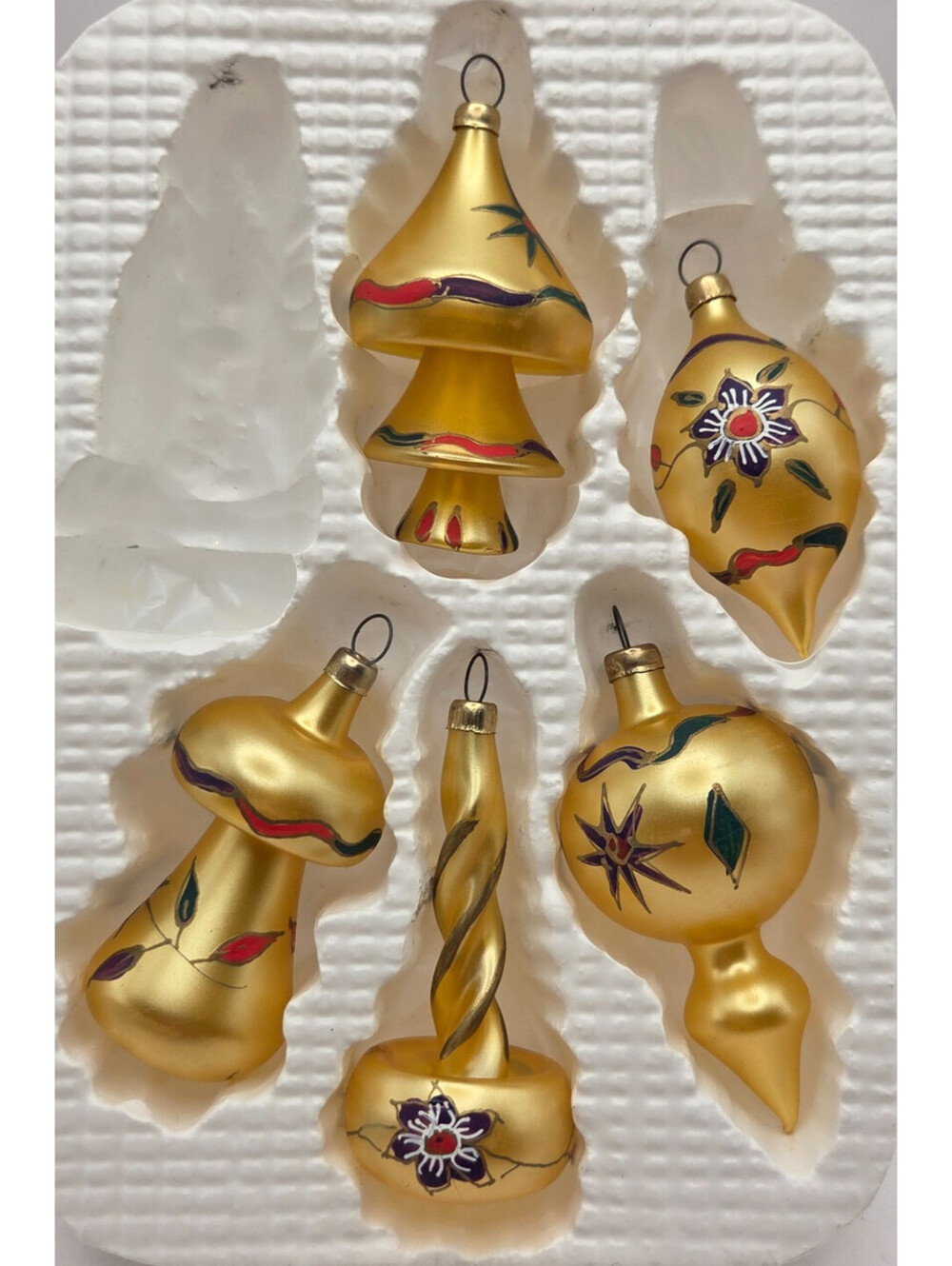 Vintage Christmas by Krebs Hand Painted Glass Ornaments Mexico Set 5